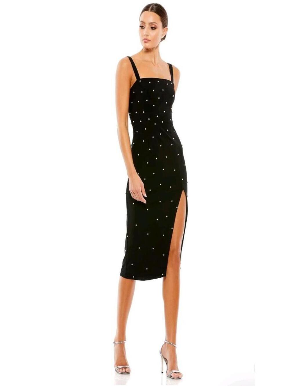 NWOT Mac Duggal Rhinestone Midi Dress Black size 6 70211
